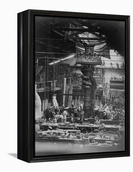 The Hand of the Statue of Liberty in the Monduit Workshop, 1876-null-Framed Premier Image Canvas