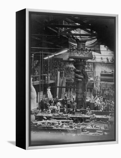 The Hand of the Statue of Liberty in the Monduit Workshop, 1876-null-Framed Premier Image Canvas