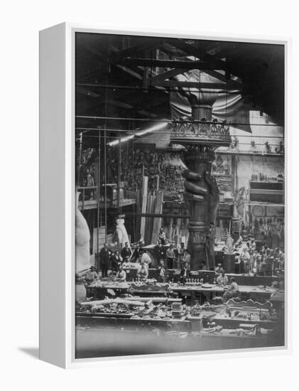 The Hand of the Statue of Liberty in the Monduit Workshop, 1876-null-Framed Premier Image Canvas