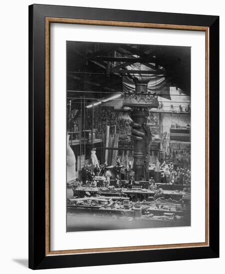 The Hand of the Statue of Liberty in the Monduit Workshop, 1876-null-Framed Photographic Print