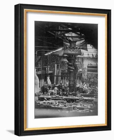 The Hand of the Statue of Liberty in the Monduit Workshop, 1876-null-Framed Photographic Print