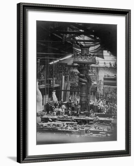 The Hand of the Statue of Liberty in the Monduit Workshop, 1876-null-Framed Photographic Print