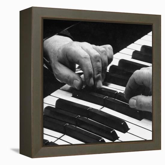 The Hands of Pianist Josef Hofmann on Piano Keyboard-Gjon Mili-Framed Premier Image Canvas