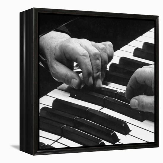 The Hands of Pianist Josef Hofmann on Piano Keyboard-Gjon Mili-Framed Premier Image Canvas