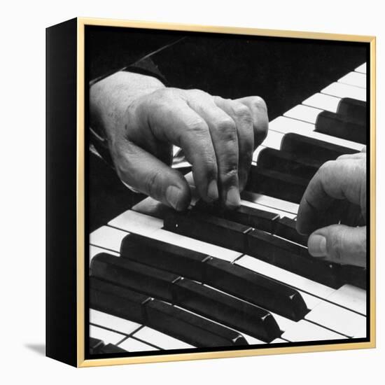 The Hands of Pianist Josef Hofmann on Piano Keyboard-Gjon Mili-Framed Premier Image Canvas