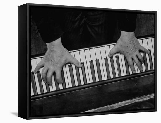 The Hands of Pianist Josef Hofmann Photographed from Above to Show the Reach of His Small Hands-Gjon Mili-Framed Premier Image Canvas