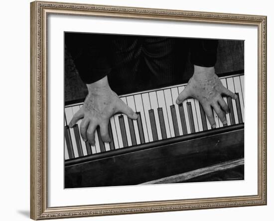 The Hands of Pianist Josef Hofmann Photographed from Above to Show the Reach of His Small Hands-Gjon Mili-Framed Premium Photographic Print