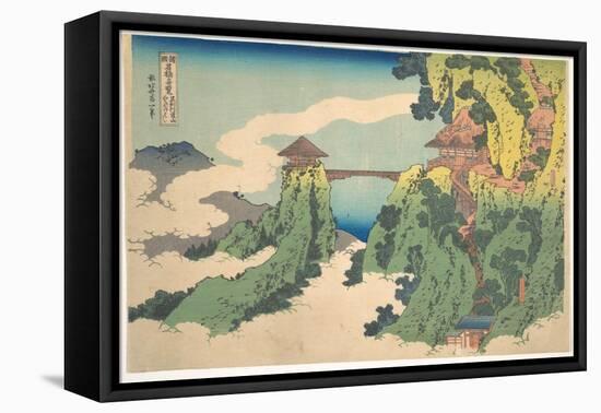 The Hanging-Cloud Bridge at Mount Gyodo near Ashikaga (Ashikaga Gyodozan Kumo No Kakehashi), from T-Katsushika Hokusai-Framed Premier Image Canvas