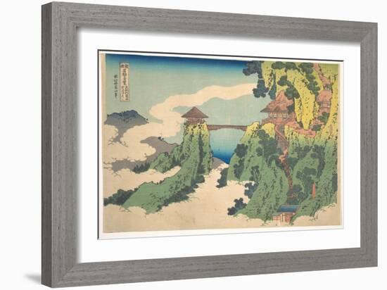 The Hanging-Cloud Bridge at Mount Gyodo near Ashikaga (Ashikaga Gyodozan Kumo No Kakehashi), from T-Katsushika Hokusai-Framed Giclee Print