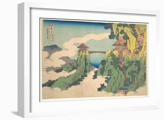 The Hanging-Cloud Bridge at Mount Gyodo near Ashikaga (Ashikaga Gyodozan Kumo No Kakehashi), from T-Katsushika Hokusai-Framed Giclee Print