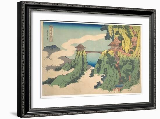 The Hanging-Cloud Bridge at Mount Gyodo near Ashikaga (Ashikaga Gyodozan Kumo No Kakehashi), from T-Katsushika Hokusai-Framed Giclee Print