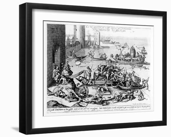 The Happy and Trouble Free Life of the Cripple (Engraving) (B/W Photo)-Hieronymus Bosch-Framed Giclee Print