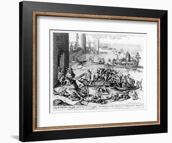 The Happy and Trouble Free Life of the Cripple (Engraving) (B/W Photo)-Hieronymus Bosch-Framed Giclee Print