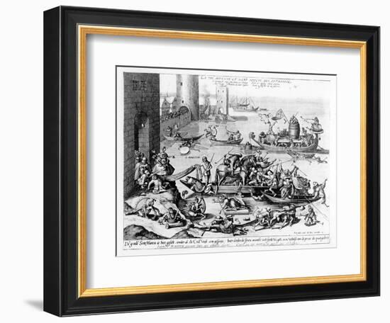 The Happy and Trouble Free Life of the Cripple (Engraving) (B/W Photo)-Hieronymus Bosch-Framed Giclee Print