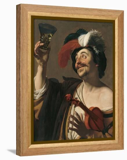 The Happy Violinist-Gerrit van Honthorst-Framed Premier Image Canvas