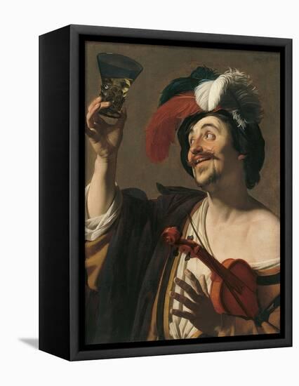 The Happy Violinist-Gerrit van Honthorst-Framed Premier Image Canvas