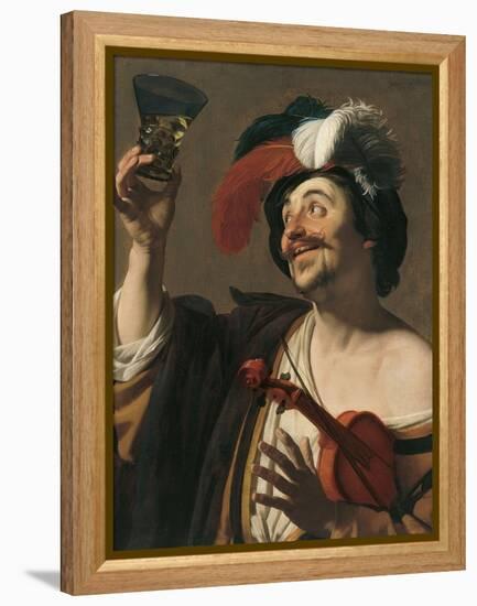 The Happy Violinist-Gerrit van Honthorst-Framed Premier Image Canvas