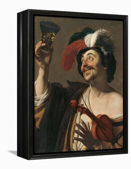 The Happy Violinist-Gerrit van Honthorst-Framed Premier Image Canvas