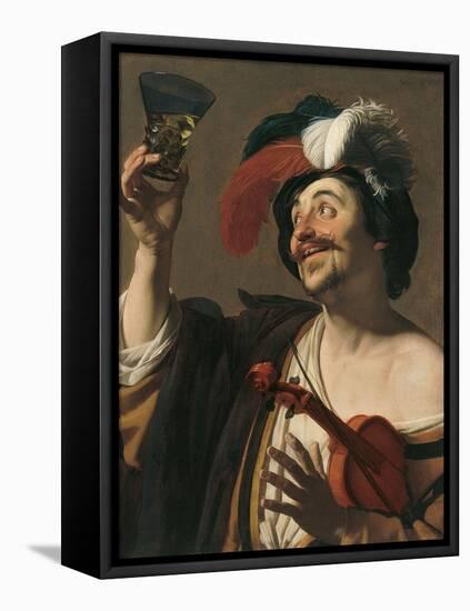 The Happy Violinist-Gerrit van Honthorst-Framed Premier Image Canvas