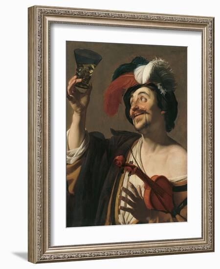 The Happy Violinist-Gerrit van Honthorst-Framed Giclee Print