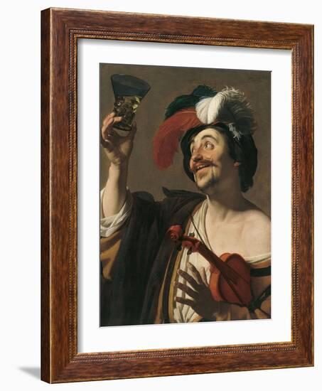 The Happy Violinist-Gerrit van Honthorst-Framed Giclee Print