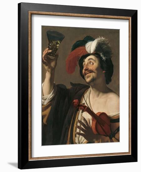 The Happy Violinist-Gerrit van Honthorst-Framed Giclee Print