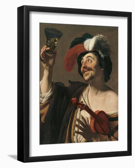 The Happy Violinist-Gerrit van Honthorst-Framed Giclee Print