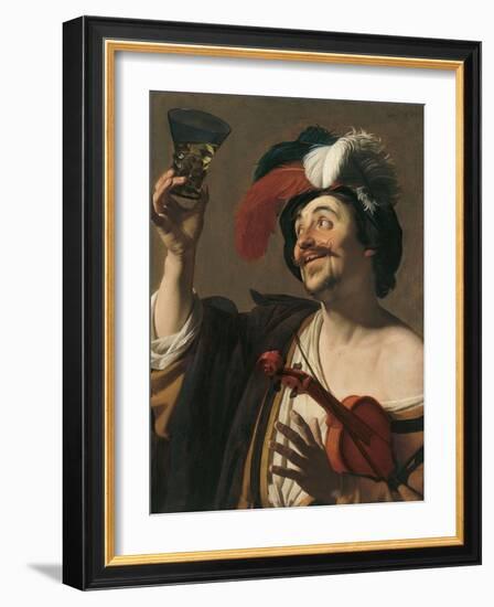 The Happy Violinist-Gerrit van Honthorst-Framed Giclee Print