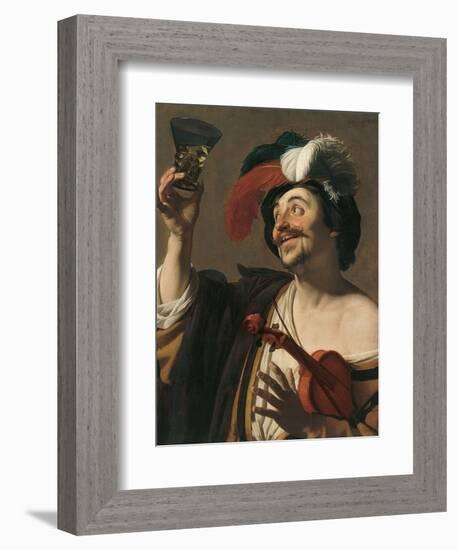 The Happy Violinist-Gerrit van Honthorst-Framed Giclee Print