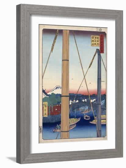 The Harbor Shrine and Inari Bridge at Teppozu, (One Hundred Famous Views of Ed), 1856-1858-Utagawa Hiroshige-Framed Giclee Print