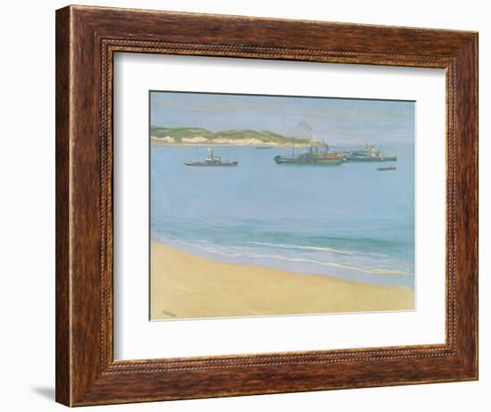 The Harbour at St. Jean De Luz - Early Morning, 1917 (Oil on Canvas)-John Lavery-Framed Giclee Print