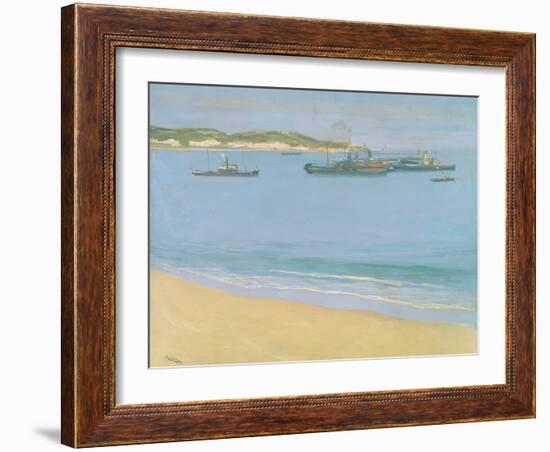 The Harbour at St. Jean De Luz - Early Morning, 1917 (Oil on Canvas)-John Lavery-Framed Giclee Print