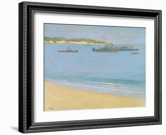 The Harbour at St. Jean De Luz - Early Morning, 1917 (Oil on Canvas)-John Lavery-Framed Giclee Print