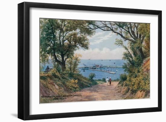 The Harbour, from Langmoor Gardens, Lyme Regis-Alfred Robert Quinton-Framed Giclee Print