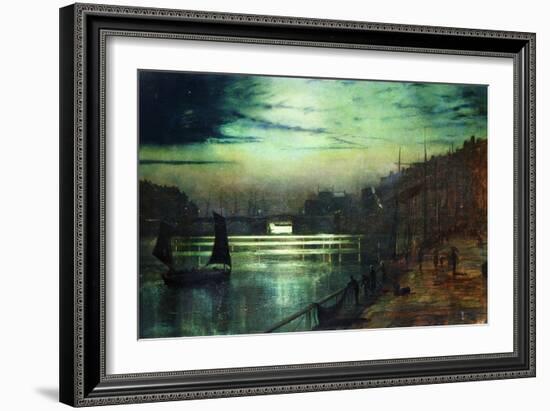 The Harbour Lights, Whitby-John Atkinson Grimshaw-Framed Giclee Print