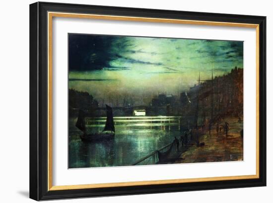 The Harbour Lights, Whitby-John Atkinson Grimshaw-Framed Giclee Print