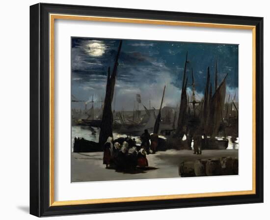 The harbour of Boulogne in moonlight. Oil on canvas (1869) 82 x 101 cm R. F. 1993.-Edouard Manet-Framed Giclee Print