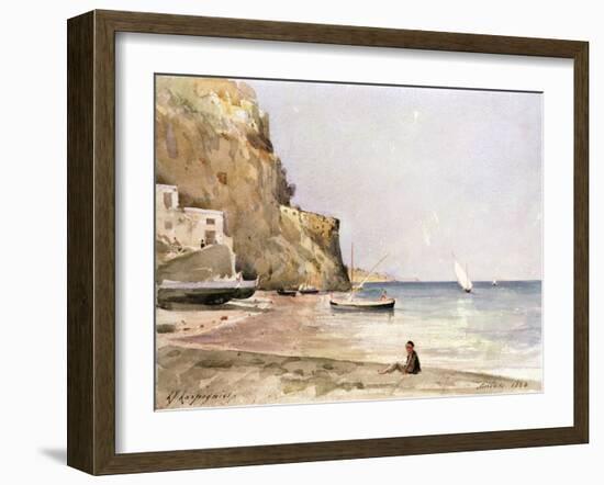 The Harbour of Sorrento, 1864 (W/C)-Henri-Joseph Harpignies-Framed Giclee Print