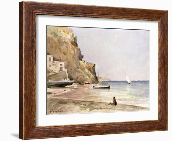 The Harbour of Sorrento, 1864 (W/C)-Henri-Joseph Harpignies-Framed Giclee Print