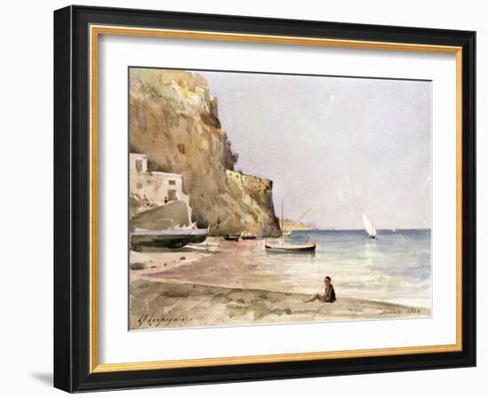 The Harbour of Sorrento, 1864 (W/C)-Henri-Joseph Harpignies-Framed Giclee Print