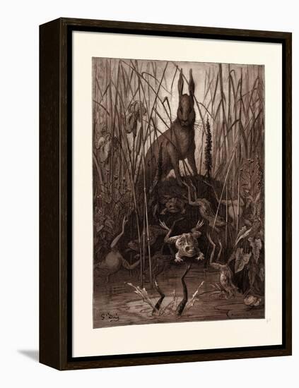 The Hare and the Frogs-Gustave Dore-Framed Premier Image Canvas