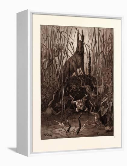 The Hare and the Frogs-Gustave Dore-Framed Premier Image Canvas