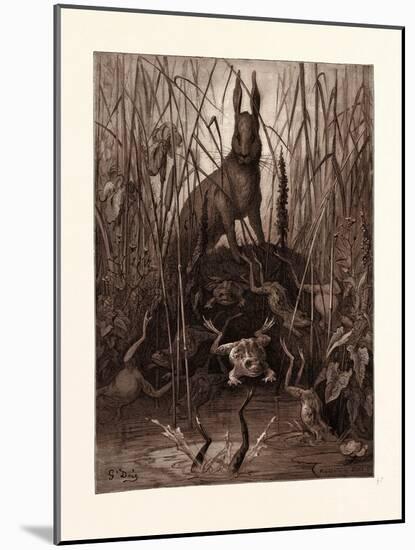 The Hare and the Frogs-Gustave Dore-Mounted Giclee Print