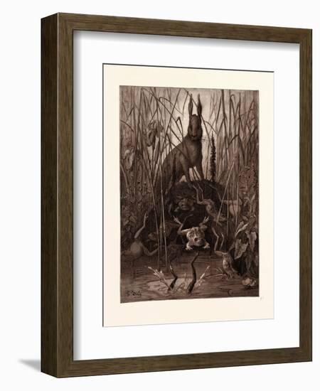 The Hare and the Frogs-Gustave Dore-Framed Giclee Print