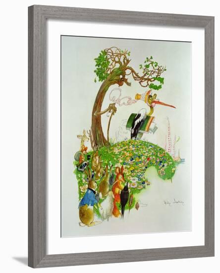 The Hare and the Tortoise, from 'Fables' by Jean De La Fontaine (1621-95)-Gaston Gelibert-Framed Giclee Print