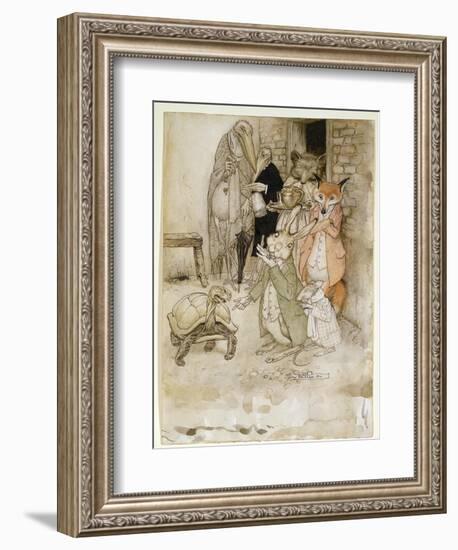 The Hare and the Tortoise, Illustration from 'Aesop's Fables', Pub. by Heinemann, 1912-Arthur Rackham-Framed Giclee Print