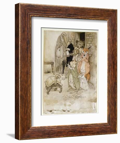 The Hare and the Tortoise, Illustration from 'Aesop's Fables', Pub. by Heinemann, 1912-Arthur Rackham-Framed Giclee Print