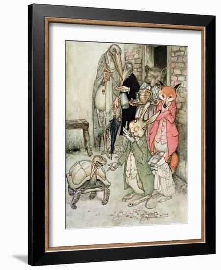 The Hare and the Tortoise, Illustration from 'Aesop's Fables', Published by Heinemann, 1912-Arthur Rackham-Framed Giclee Print