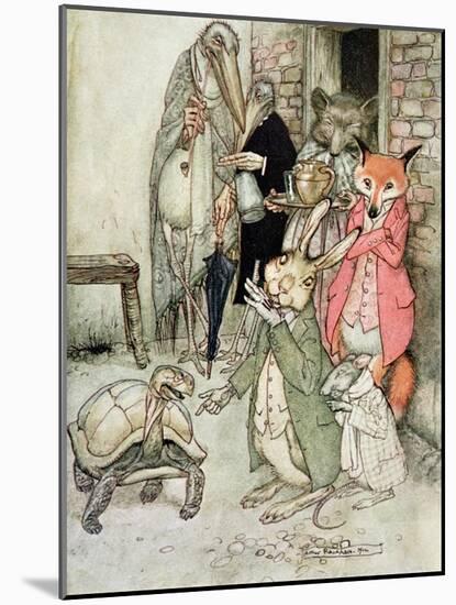 The Hare and the Tortoise, Illustration from 'Aesop's Fables', Published by Heinemann, 1912-Arthur Rackham-Mounted Giclee Print