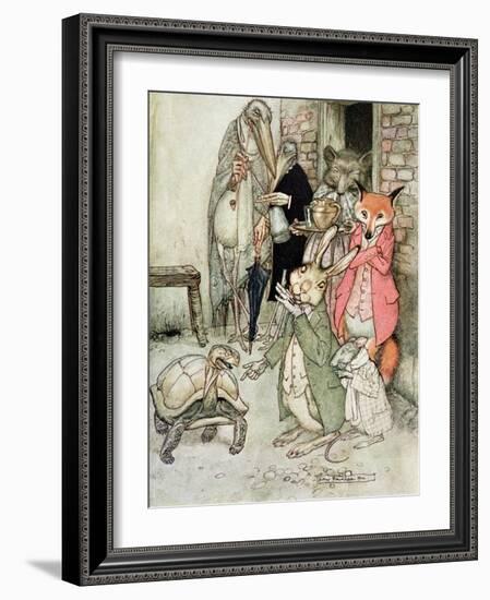 The Hare and the Tortoise, Illustration from 'Aesop's Fables', Published by Heinemann, 1912-Arthur Rackham-Framed Giclee Print